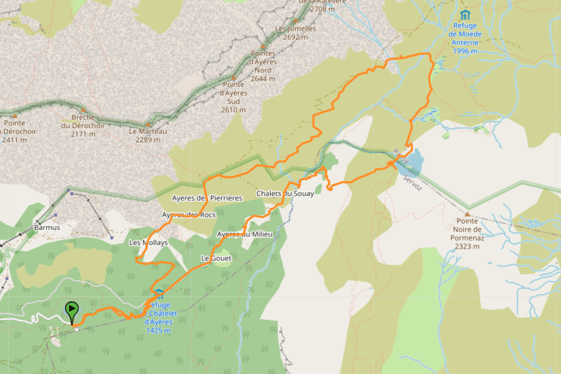 map randonnee lac de pormenaz hike