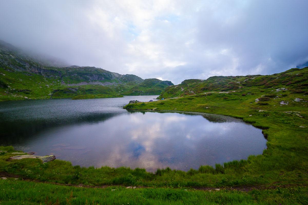 clouds reflecting in the lac de pormenaz