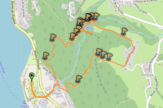 randonneee cascade d angon waterfall hike map