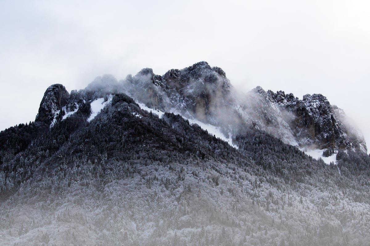 snowy mountains from annecy