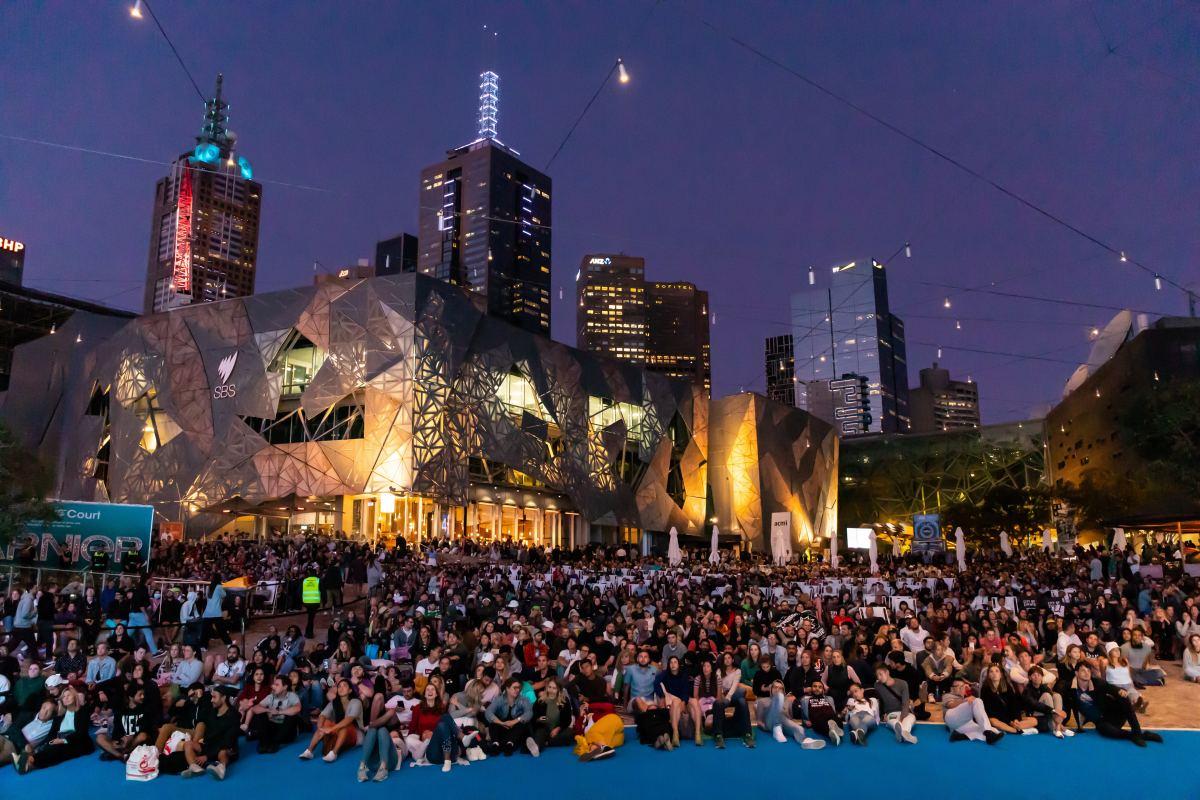 federation square in melbourne victoria australia