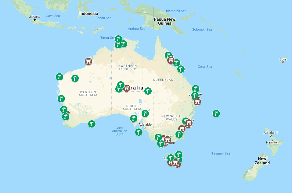 australian landmarks map