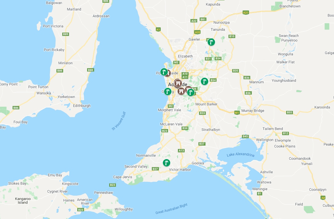 map of adelaide landmarks