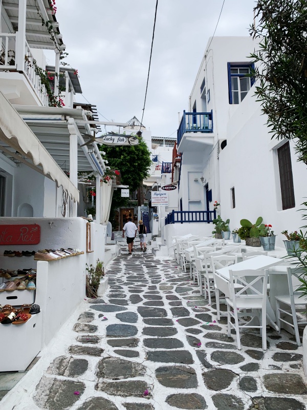 white mykonos streets