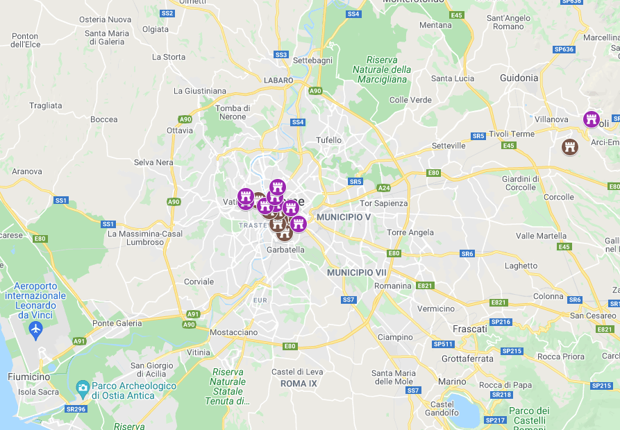map of famous landmarks in rome
