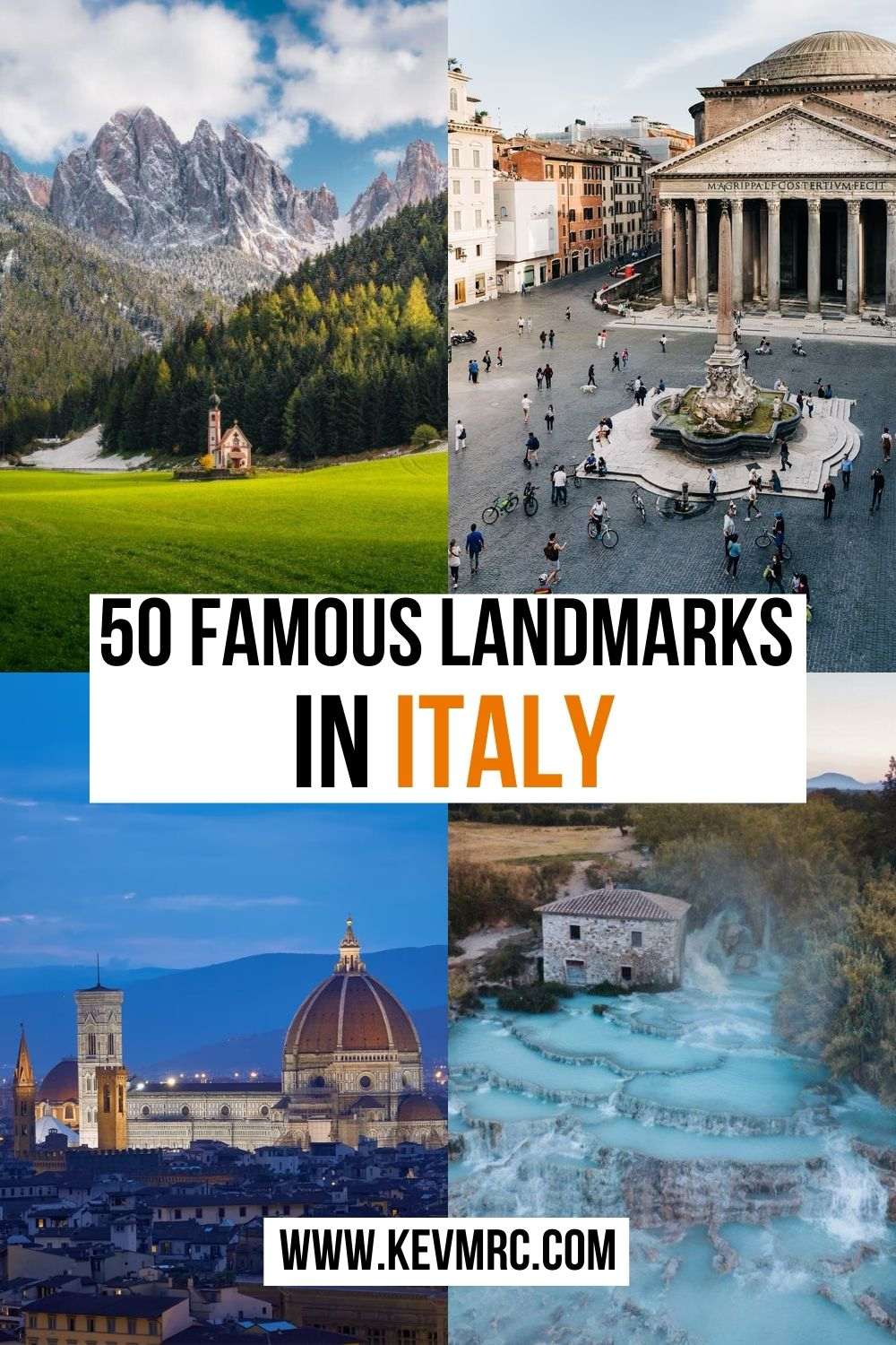 No matter which region you visit in Italy, you'll be able to discover villages perched in the mountains or along the coast, wonderful Roman remains in Rome, but also beautiful churches and monuments. In short, there are so many different landscapes and monuments that it seems that several countries are within the same country. Discover the 50 famous landmarks in Italy. italy landmarks | what to do in italy 