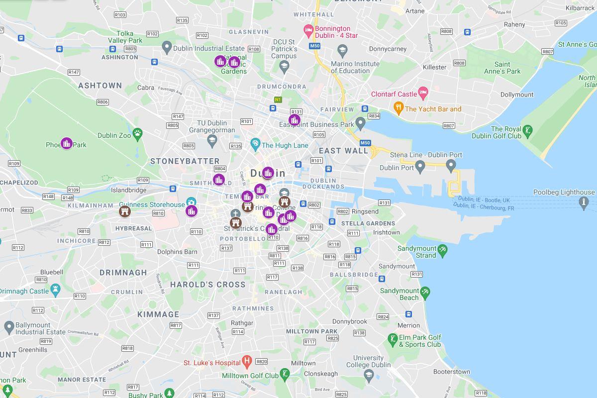 map of dublin landmarks