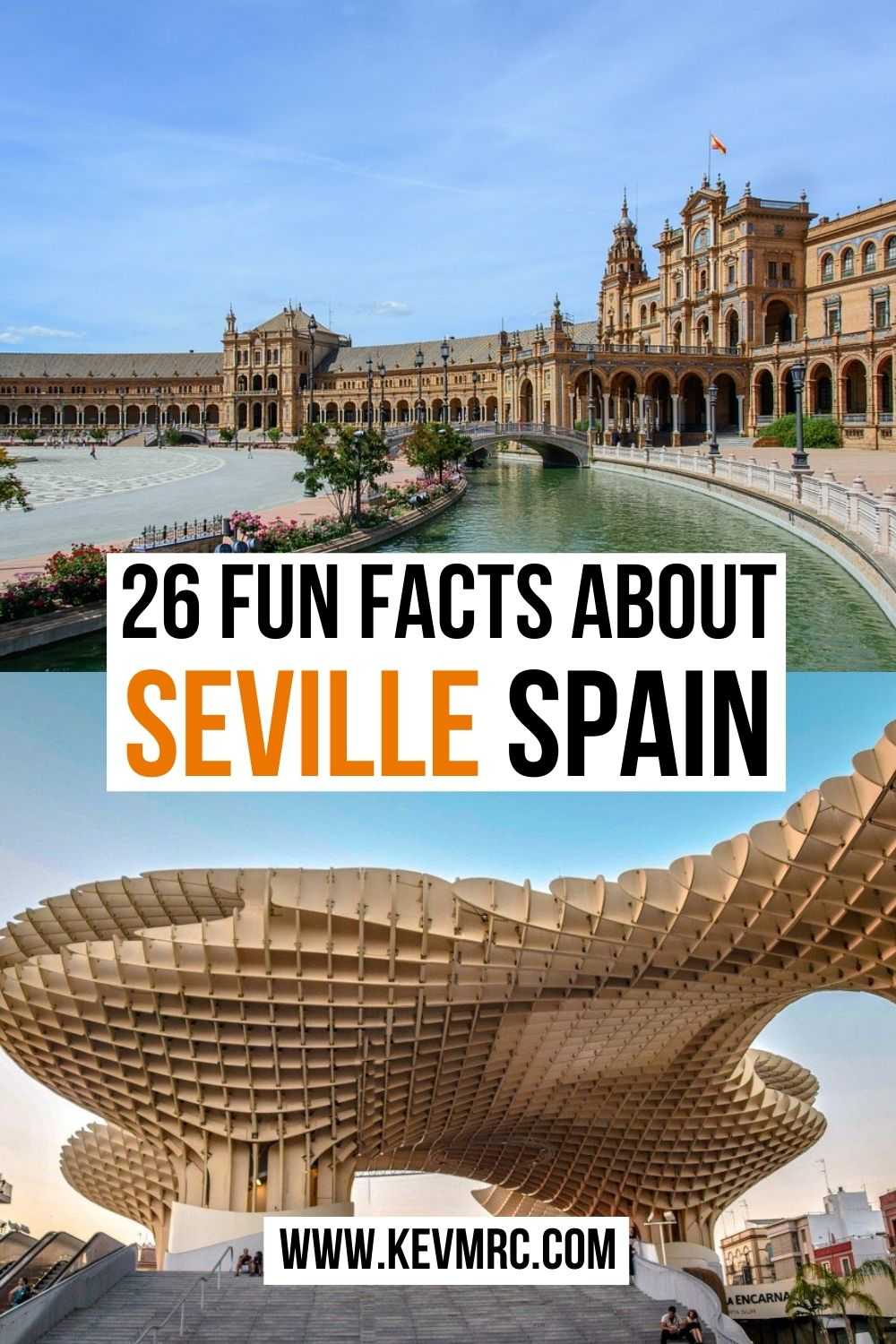 Located in southern Spain, Seville is the capital of Andalusia and the sunniest city in Europe. Learn more with these 26 interesting facts about Seville Spain! seville spain facts | seville facts | spain facts fun | fun facts about spain #spainfacts #seville