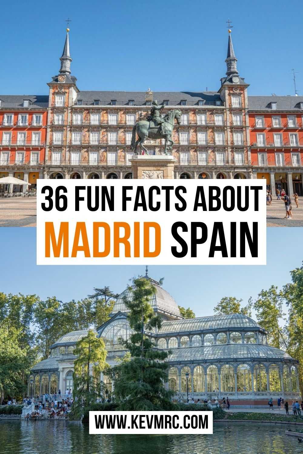 The Spanish capital is a sunny and pleasant city of more than 3 million people. Located in the middle of the Iberian Peninsula, Madrid is the economic and geographical center of the country. All four corners of Spain are in fact reachable in less than 7 hours by car from Madrid! Learn more with these 36 interesting facts about Madrid Spain! madrid spain facts | madrid facts | spain facts fun | fun facts about spain #spainfacts #madrid