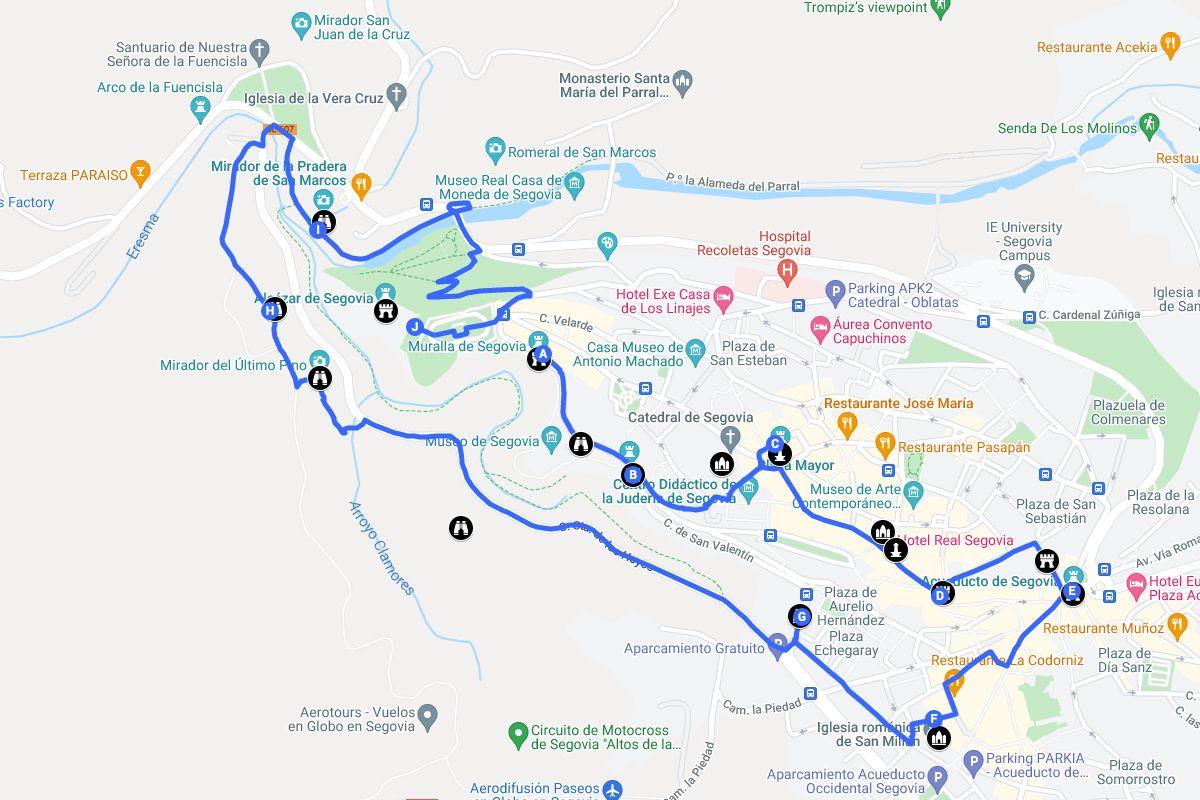 free tour segovia itinerary map