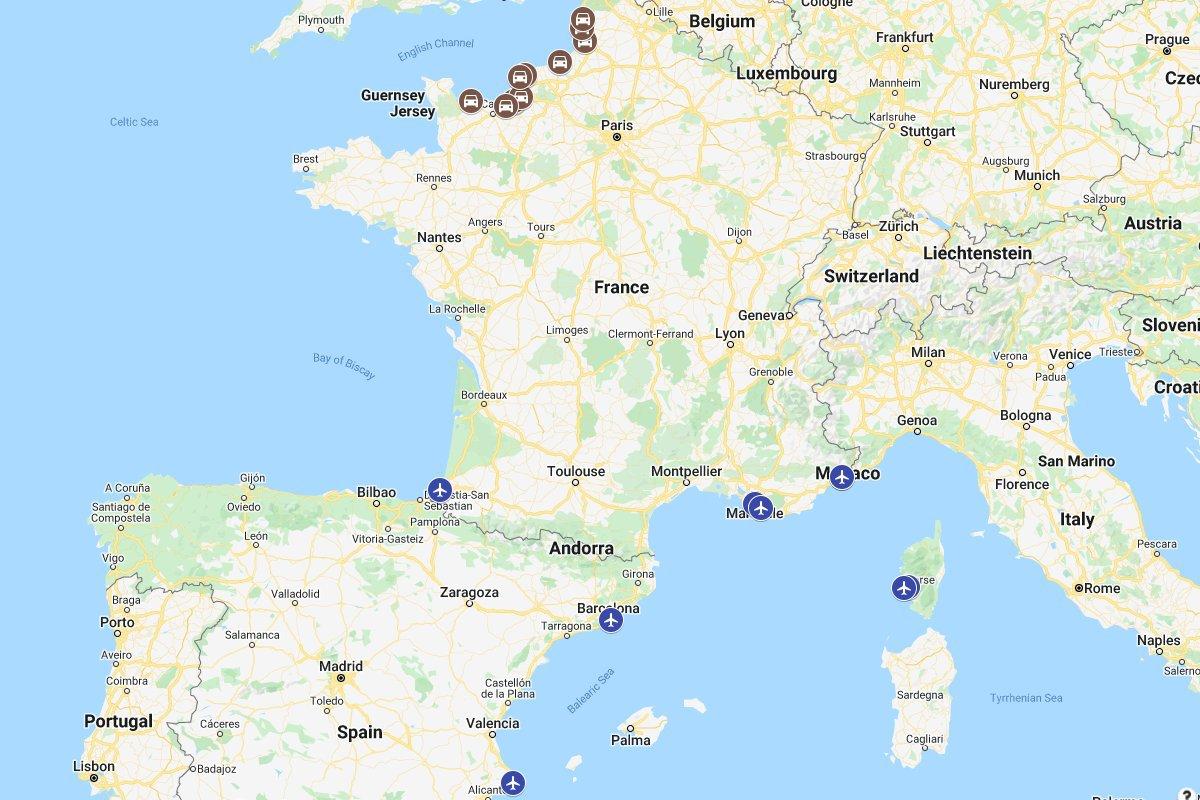 map of the beaches near paris