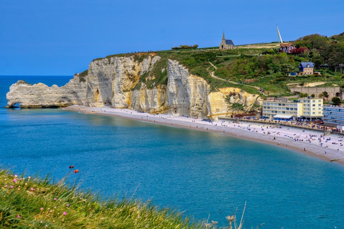 coastline of etretat in normandy