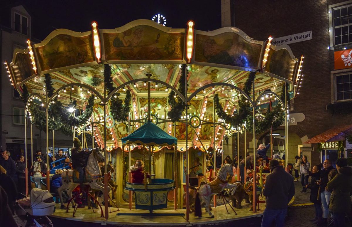 carousel during christmas in geneva switzerland