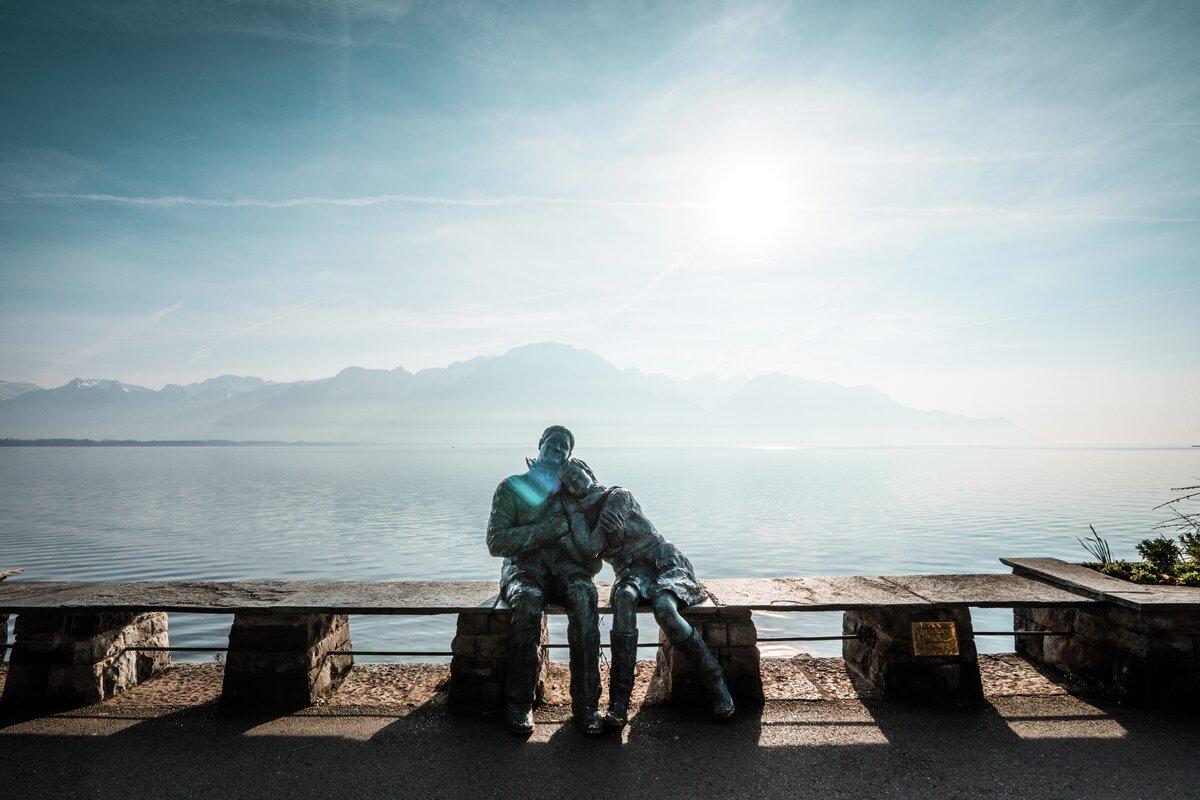 montreux lake shores statues