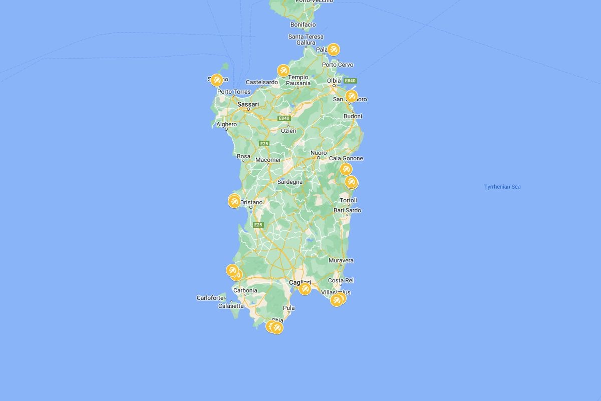 best beaches sardinia map