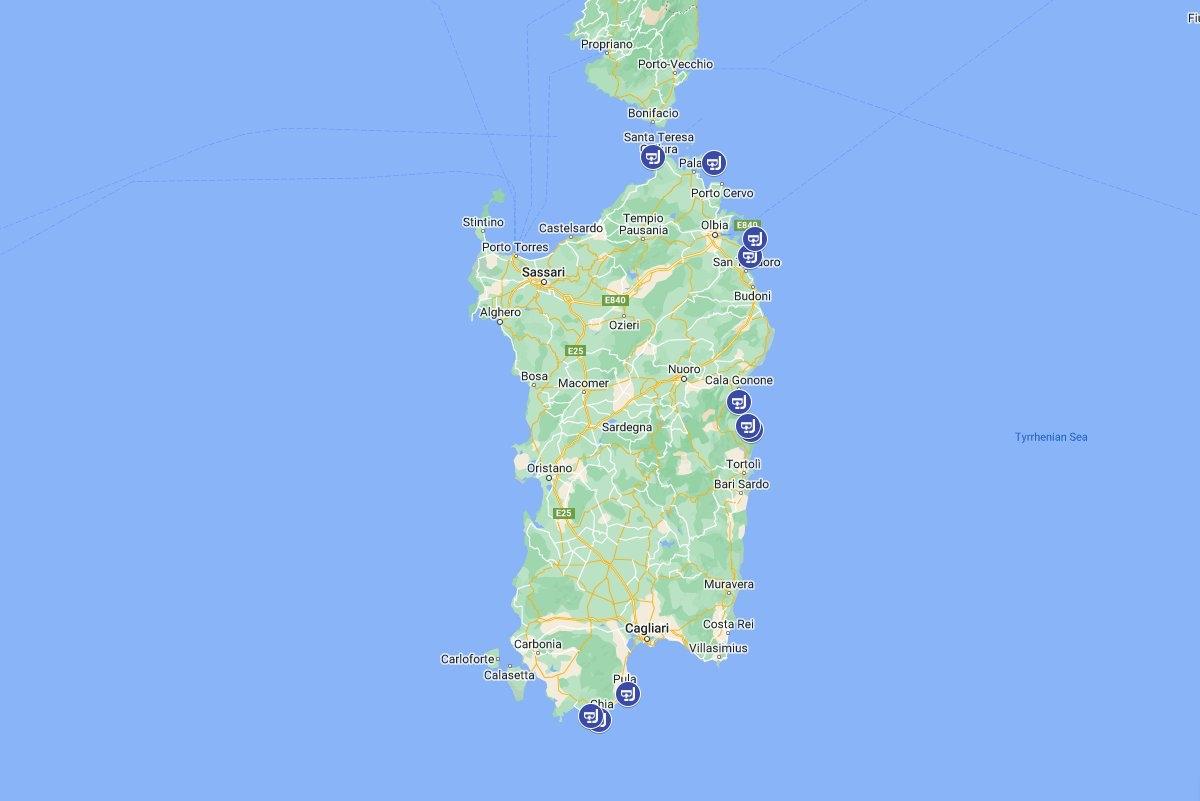 sardinia snorkeling map