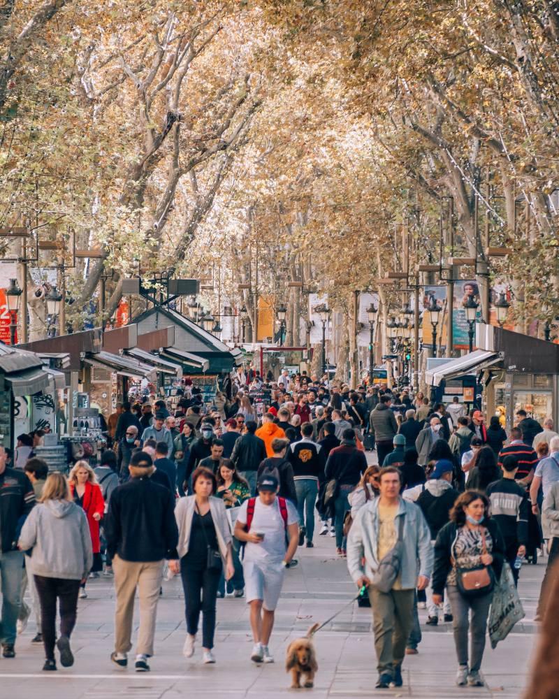 barcelona in winter weather is warm enough to shop at las ramblas