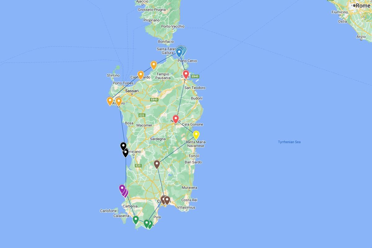 road trip sardinia map