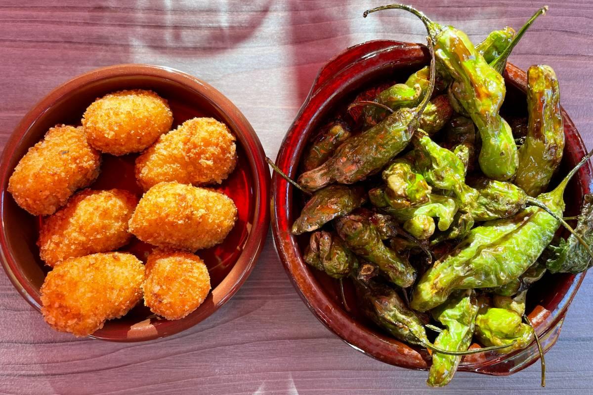 tapas croquettes and charred peppers