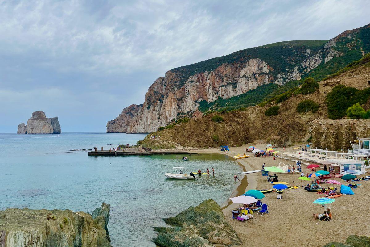 view of the pan di zucchero from masua beach