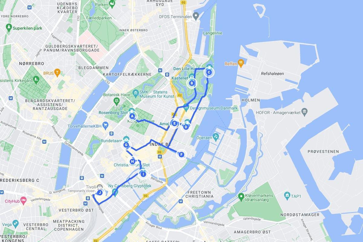 copenhagen 1 day itinerary map