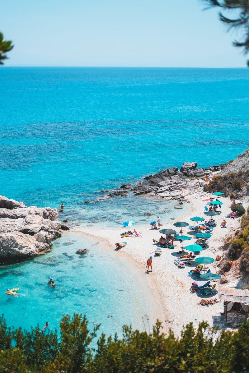 people enjoying the beach in zakynthos