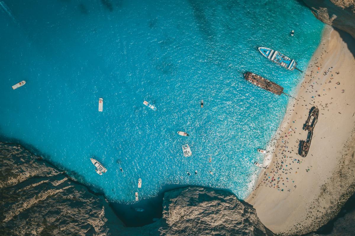zakynthos wreck beach from above