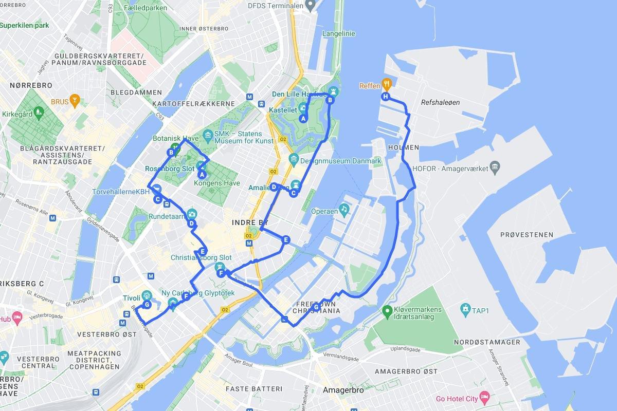 map of what to see in copenhagen in 2 days