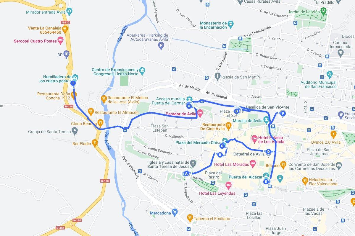 free itinerary map to avila