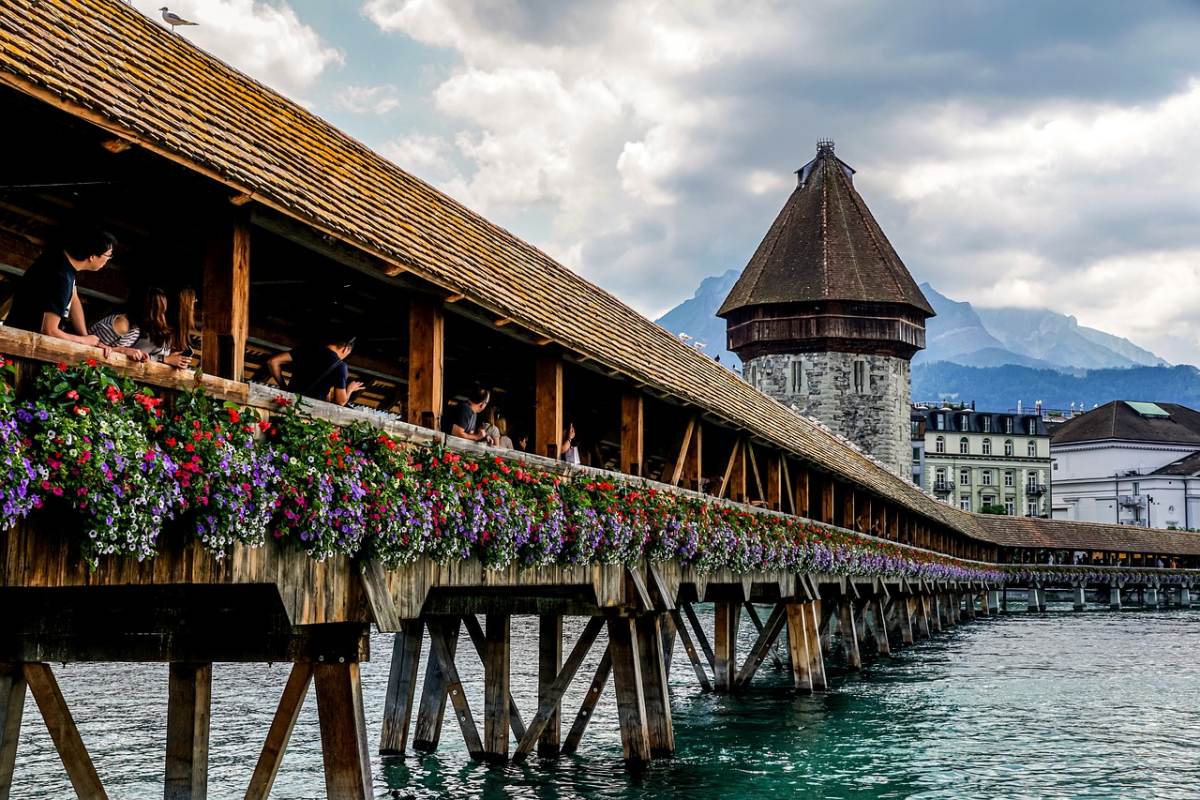 chapel bridge is one of the most famous landmarks in switzerland