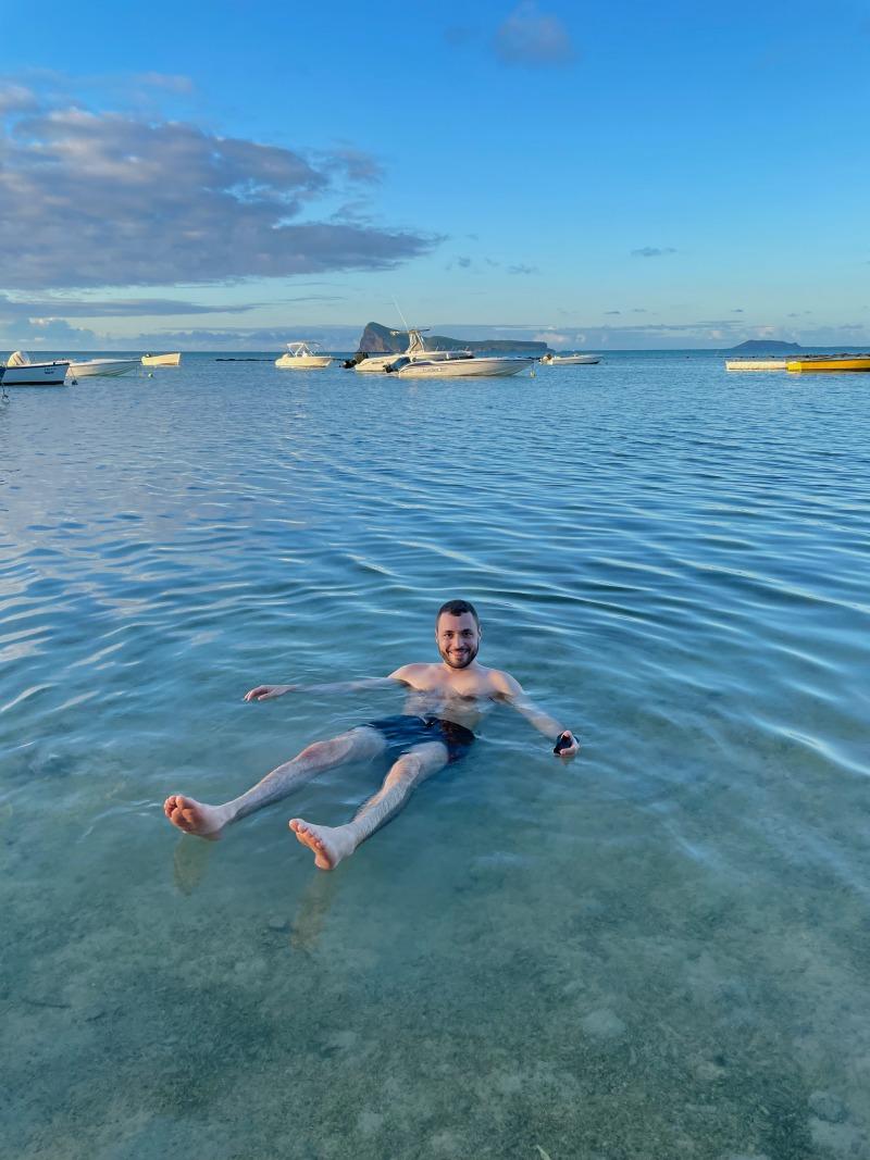 kev swiming in grand baie a best city in mauritius