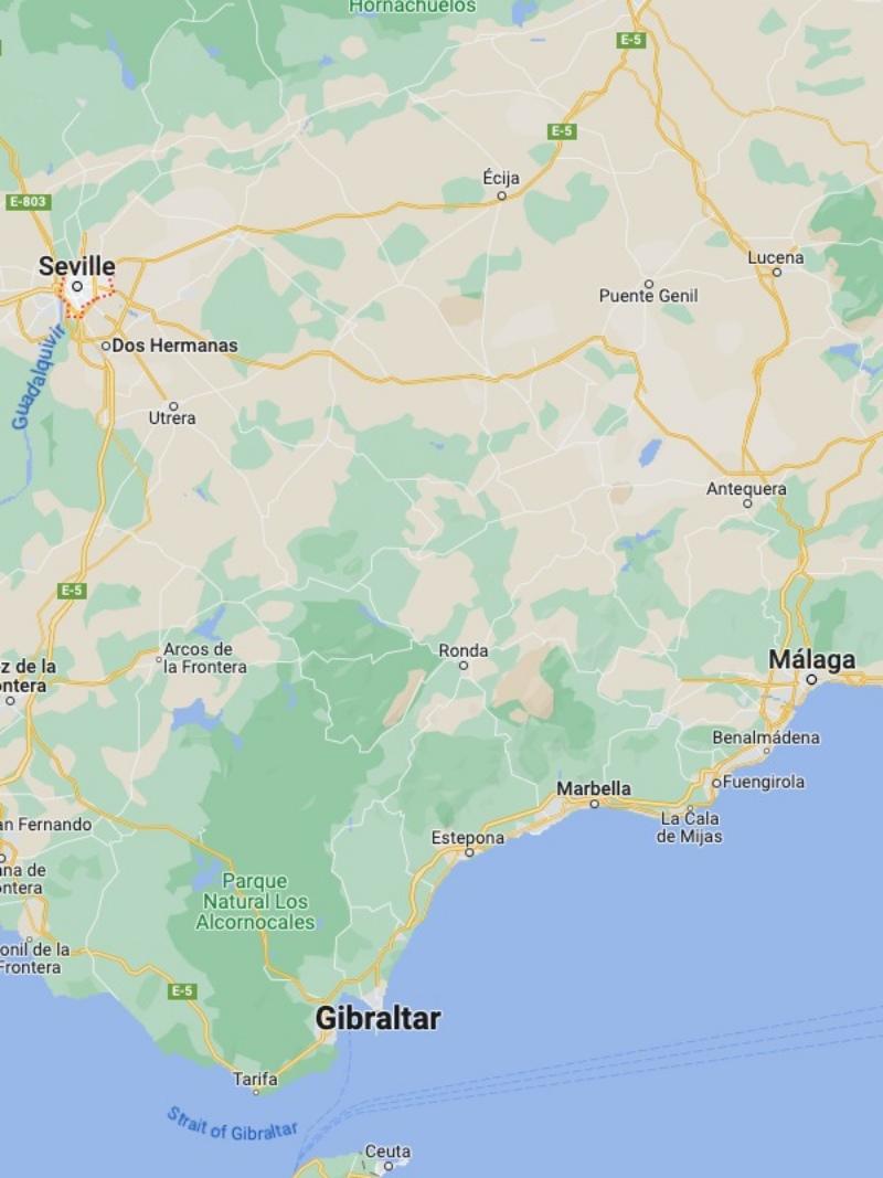 map location malaga seville