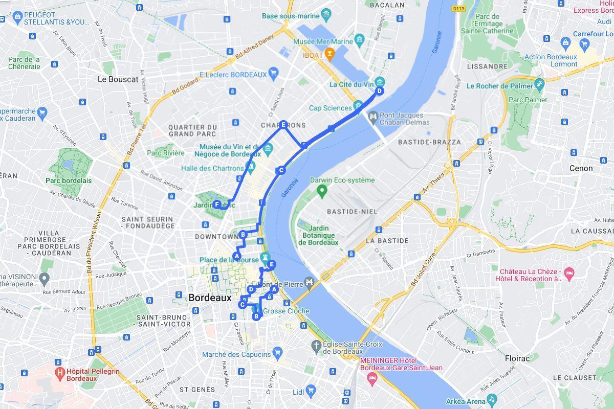 2 days in bordeaux itinerary map