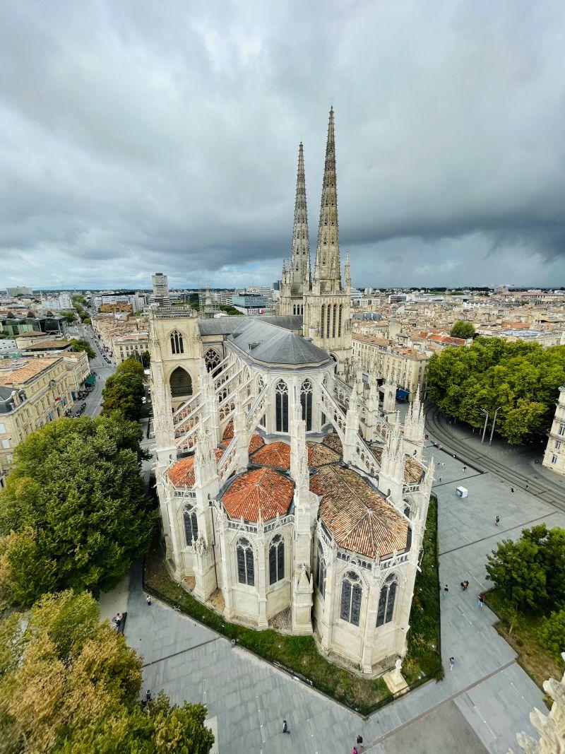 view of the cathedral from the pey berland tower