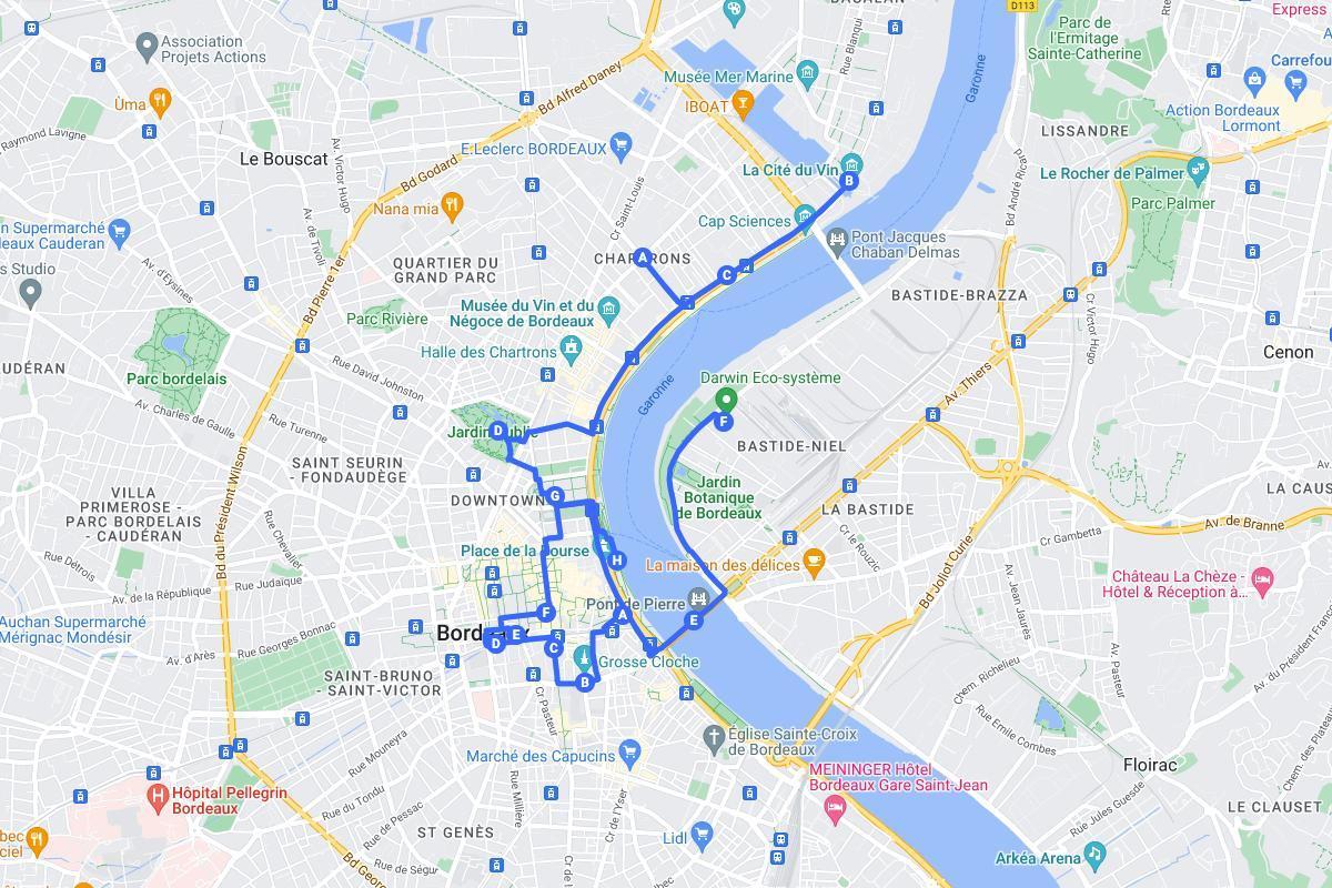3 days in bordeaux itinerary map