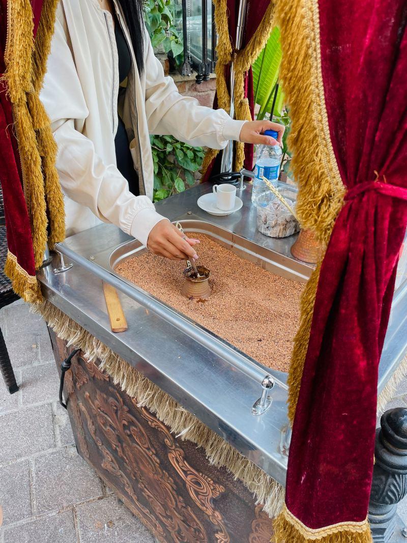 traditional making of turkish coffee