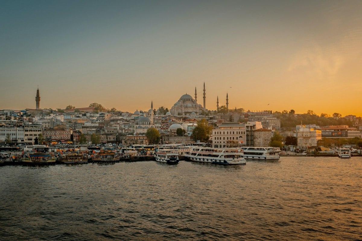 sunset in istanbul in the fall season